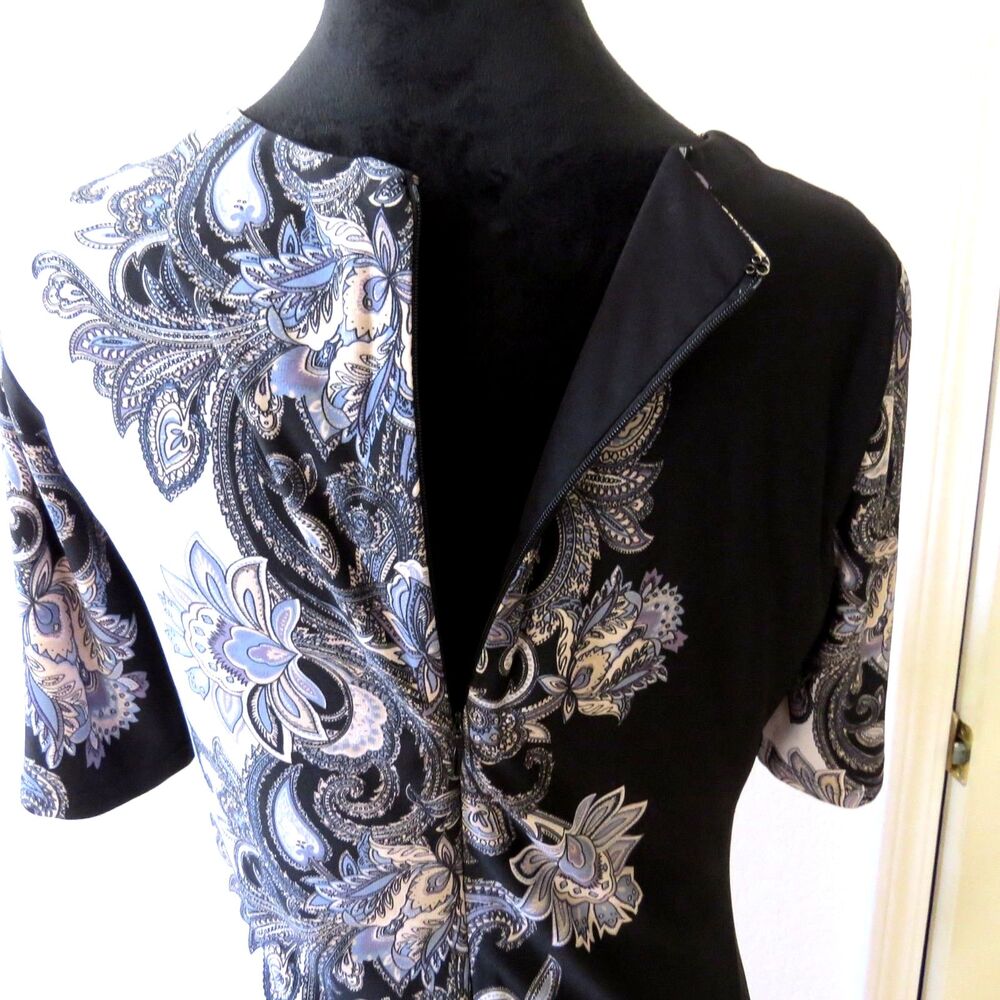Nicole Miller Studio Paisley Print Column Midi Dress Size 8 EUC - Picture 4 of 10